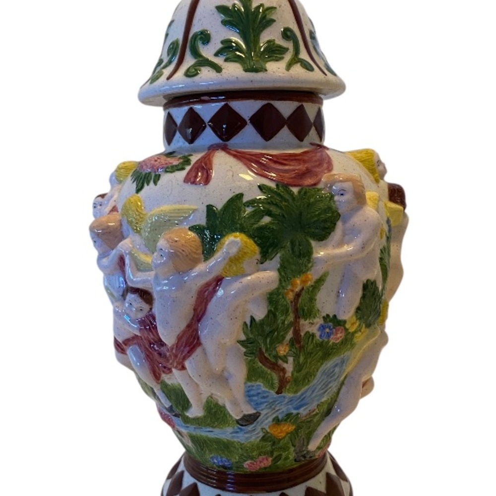 Vintage 1979’ Hand-Painted Ceramic Angel Vase